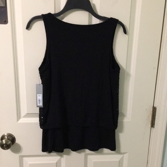 New NWT Apt 9 Black Tie Textured Stretch Circle Tank Top Shell S M - Picture 5 of 11
